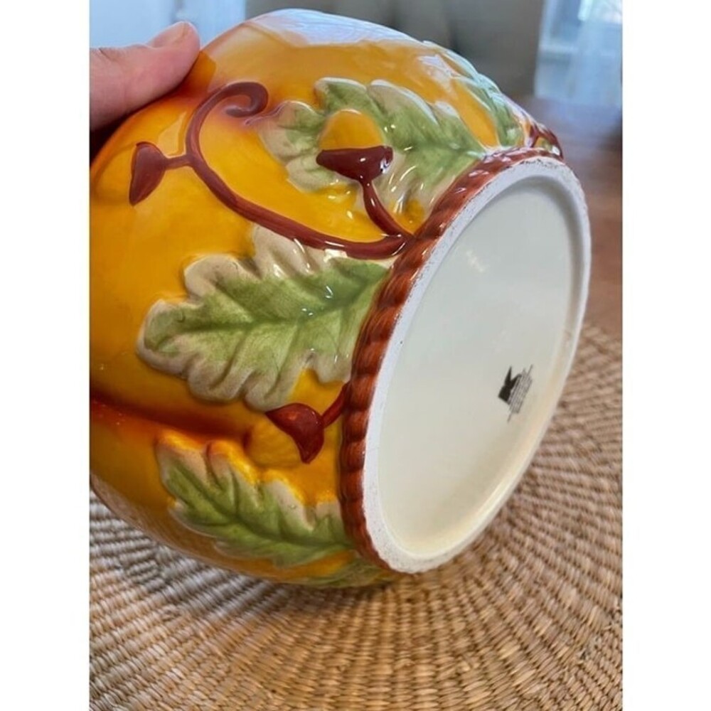 Fall Acorn, Pine Orange Ceramic Bowl - Picture 5 of 8